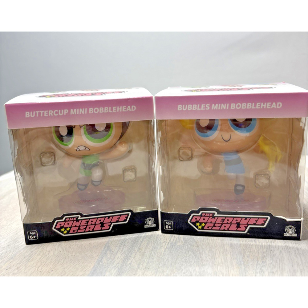The Powerpuff Girls – Buttercup & Bubbles Mini Bobbleheads (Funko, 2000s)